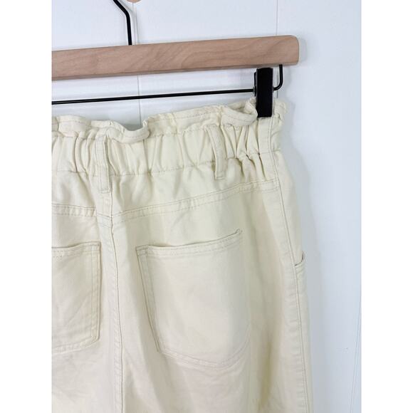 By Together High Rise Paperbag Pants Small Cream Straight Leg - Picture 8 of 11